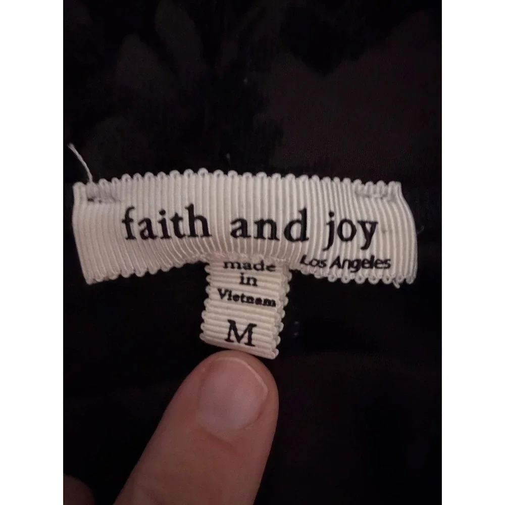 Faith and Joy Black Floral Burnout Mesh Hem Midi A-Line‎ SkirtWomens M